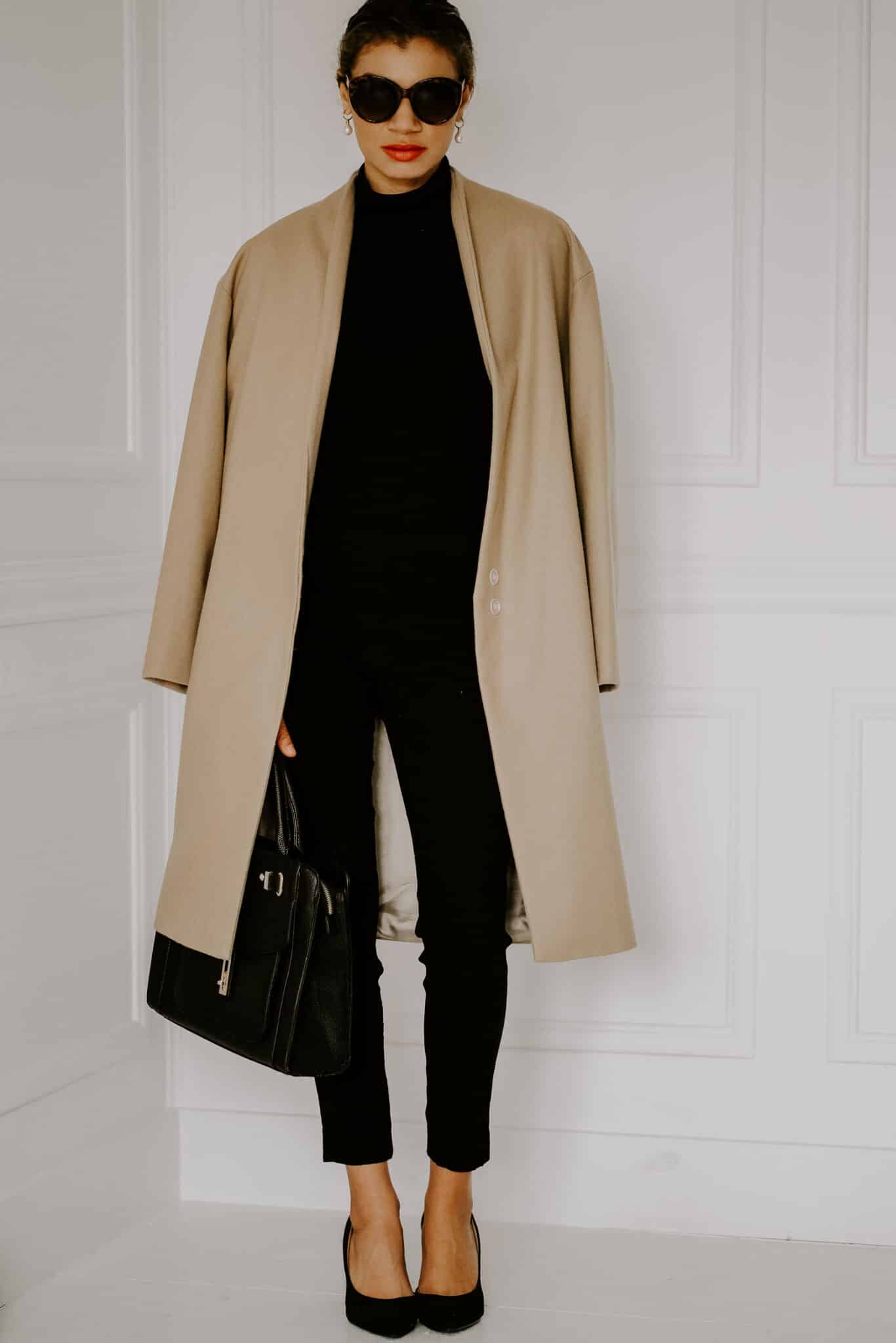 camel coat outfit